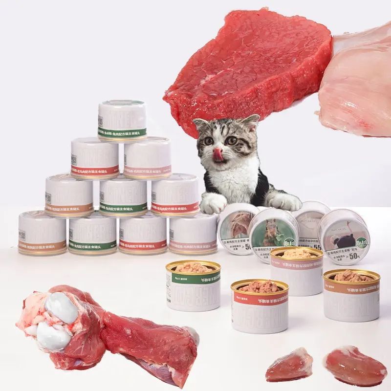 Comida húmeda para gatos enlatada con sabor a pollo y carne natural